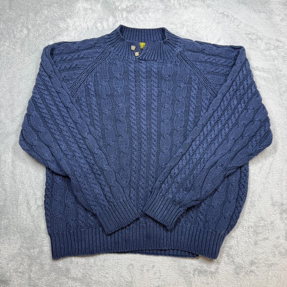 Vintage Oshkosh B'Gosh Sweater Mens XL Blue Fisherman‎ Knit Academia Preppy Knit